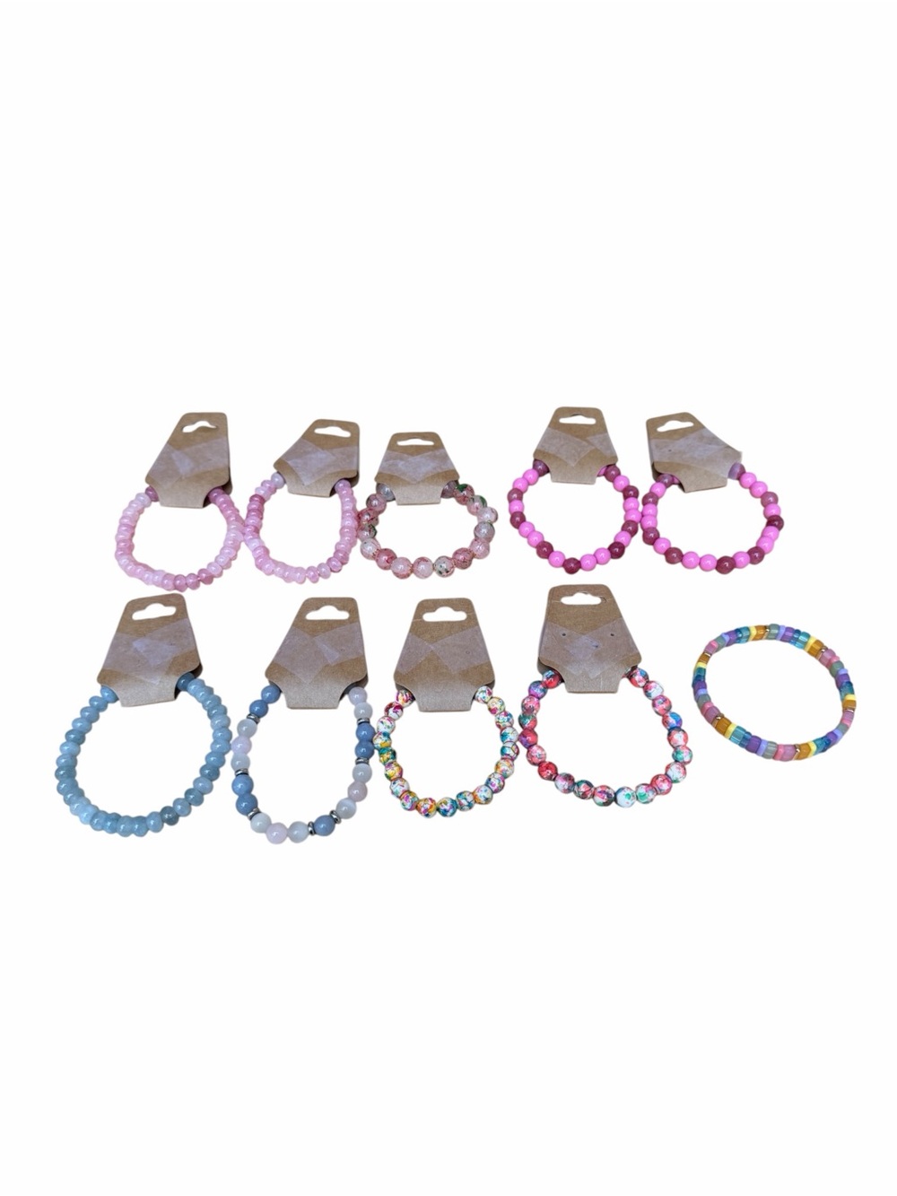 Beaded Stretch Bracelets - Assorted Pink, Blue, Light Multicolor New
